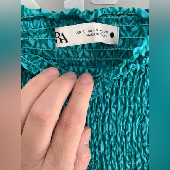 Womens Zara Geometric Long Sleeve Collared Tied Blouse & Smock Tiered Skirt SetL - Picture 8 of 15